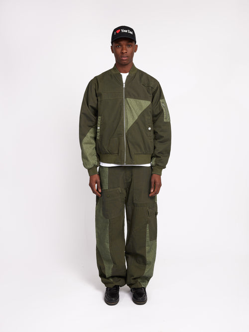 Patchwork Cargo Trousers - Army Green