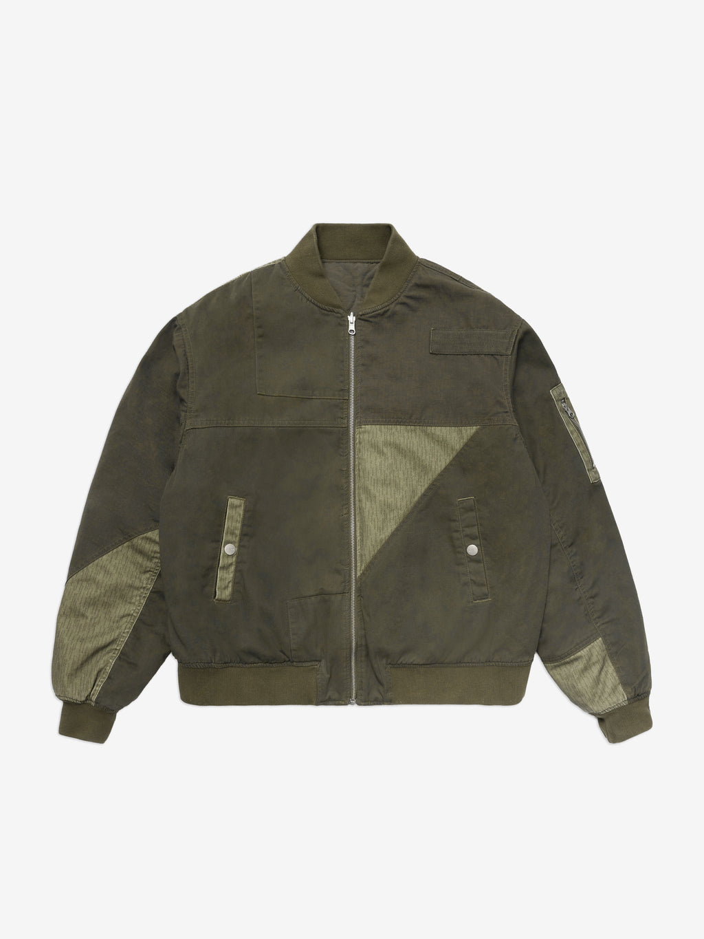Patchwork Reversible Bomber Jacket - Army Green