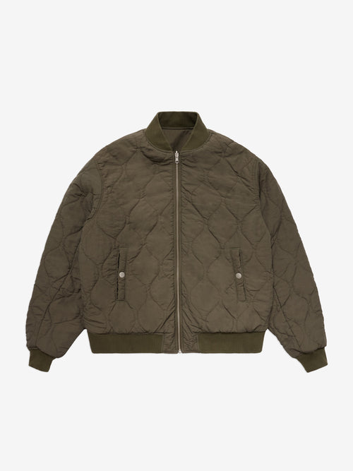 Patchwork Reversible Bomber Jacket - Army Green
