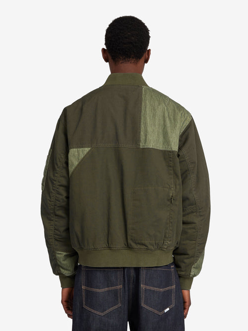 Patchwork Reversible Bomber Jacket - Army Green