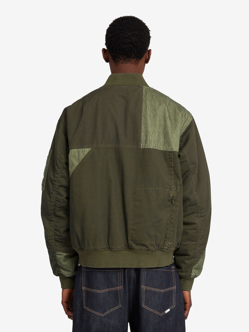 Patchwork Reversible Bomber Jacket - Army Green