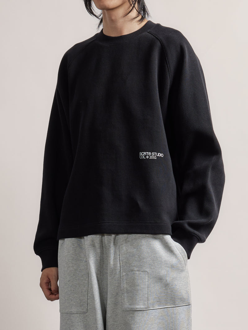 SUPER-HEAVY® Waffle Sweat - Black