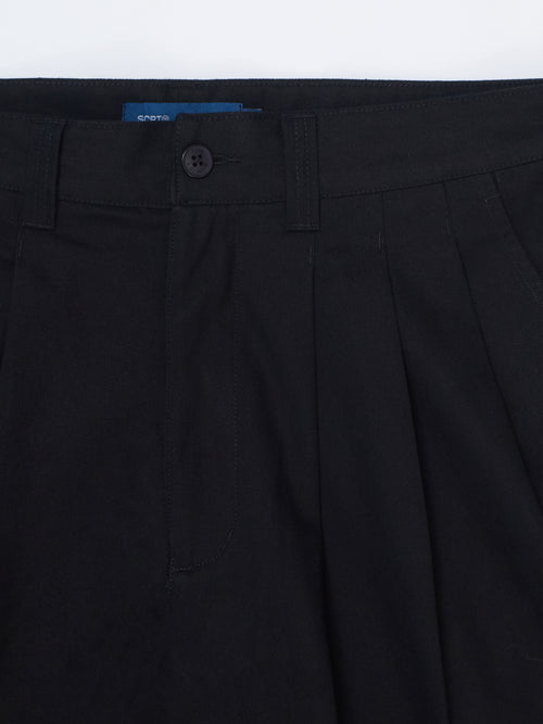 Triple Pleat Trouser - Black