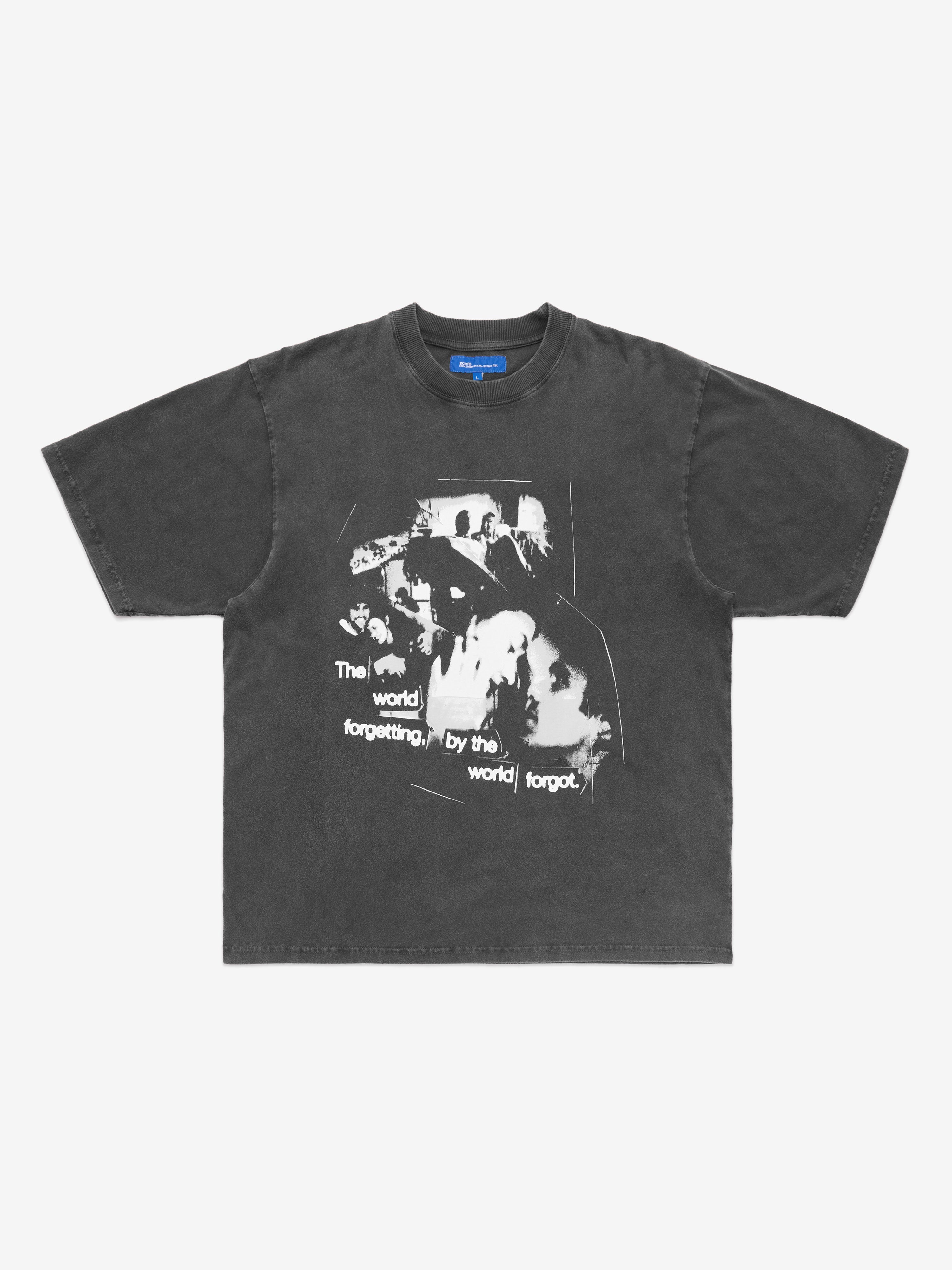 世界忘却Tシャツ - ガーメントダイブラック - SCRT