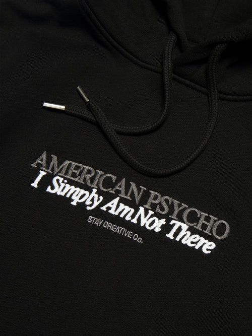 American Pyscho Stickerei-Kapuzenpullover – Schwarz
