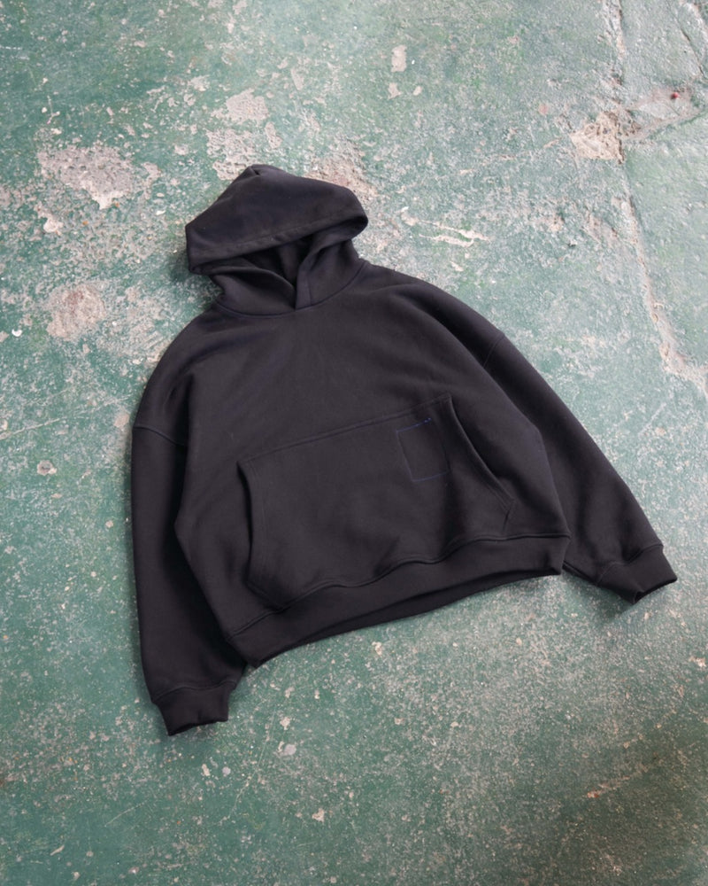 900gsm Heavyweight Cropped Hoodie - Black