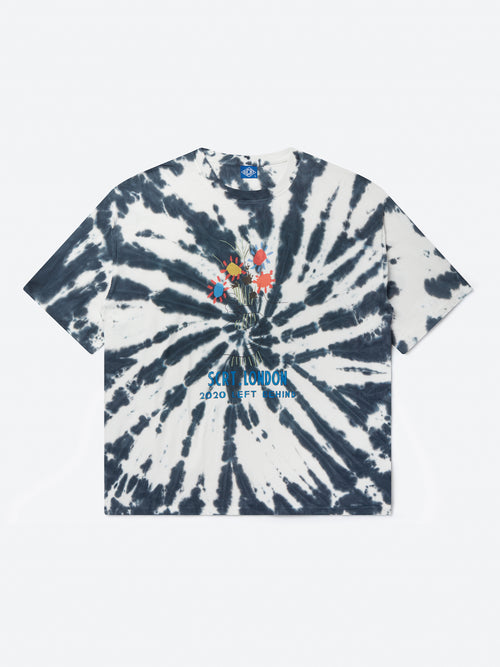 T-Shirt Tie Dye Fleurs - Blue Swirl